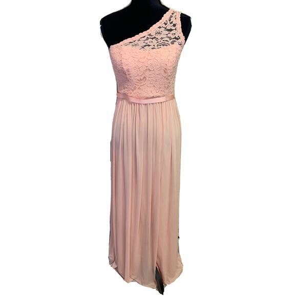 Davids Bridal Dress Womens 6 Bridesmaid One Shoulder Lace Chenille Maxi Dress - Picture 2 of 9